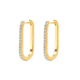 925 Silver Zircon Pave Square Hoop Earrings Women Wedding Engagement