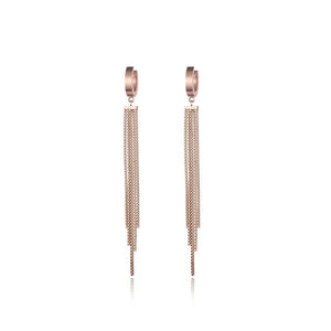 Rose Tassel Hoop Earrings Titanium Steel ZE17069