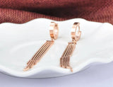 Rose Tassel Hoop Earrings Titanium Steel ZE17069