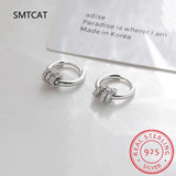 925 Sterling Silver Small Round Circle Hoop Earrings with Zircon Inlay