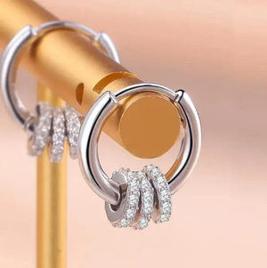 925 Sterling Silver Small Round Circle Hoop Earrings with Zircon Inlay