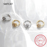 925 Sterling Silver Small Round Circle Hoop Earrings with Zircon Inlay