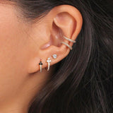 Turquoise Flower Hoop Earrings 925 Silver Crystal Ear Needle Circle Hoops