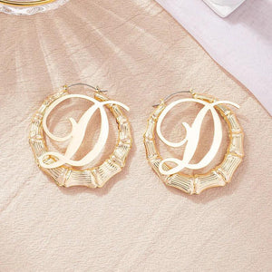 Bamboo Circle Hoop Earrings Vintage Punk Letter Big Drop Earring Sexy