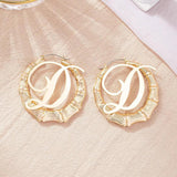 Bamboo Circle Hoop Earrings Vintage Punk Letter Big Drop Earring Sexy