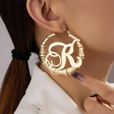 Bamboo Circle Hoop Earrings Vintage Punk Letter Big Drop Earring Sexy