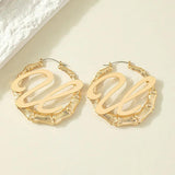 Bamboo Circle Hoop Earrings Vintage Punk Letter Big Drop Earring Sexy