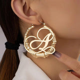 Bamboo Circle Hoop Earrings Vintage Punk Letter Big Drop Earring Sexy