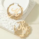 Bamboo Circle Hoop Earrings Vintage Punk Letter Big Drop Earring Sexy