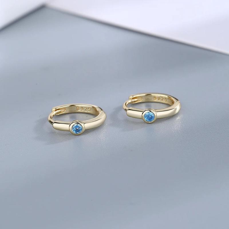 925 Silver Zircon Hoop Earrings Women Jewelry