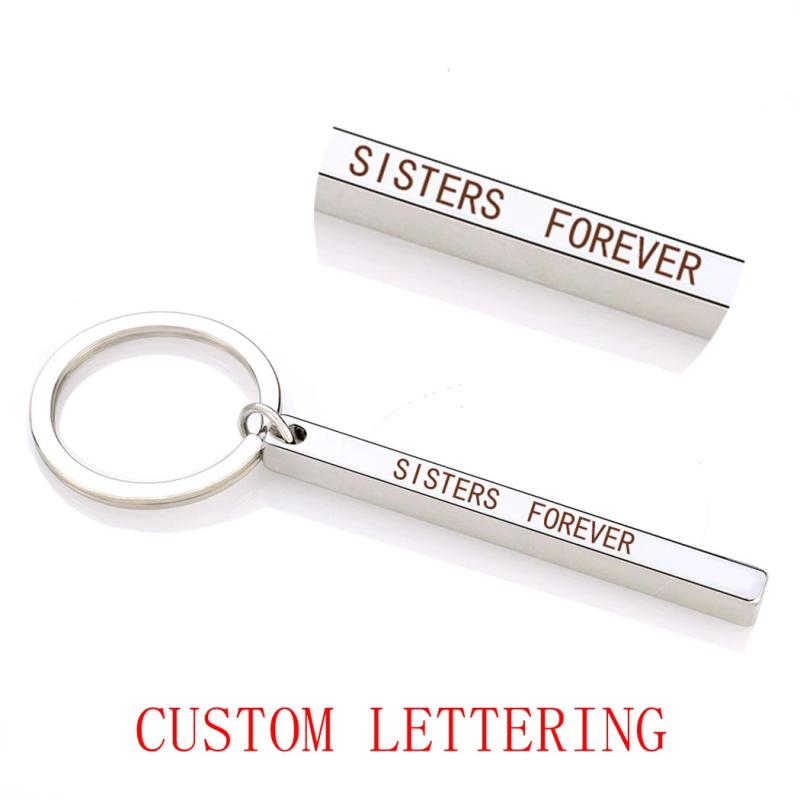 Personalized Rinhoo Vertical Strip Bar Keychain Engraving Pendant