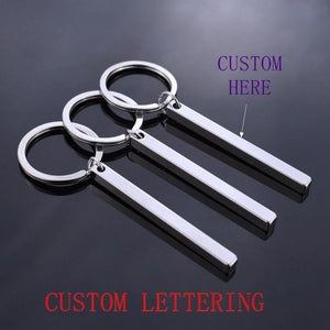 Personalized Rinhoo Vertical Strip Bar Keychain Engraving Pendant