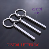 Personalized Rinhoo Vertical Strip Bar Keychain Engraving Pendant