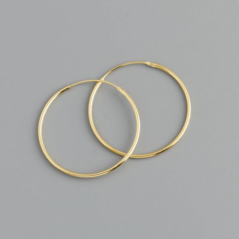 925 Silver Big Circle Hoop Earrings Exaggerate Style