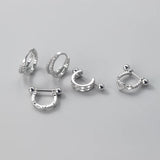 925 Silver Hoop Earrings Heart Star Shine Ball Fine Women Jewelry