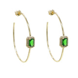 Green Rectangle CZ Hoop Earring Big Round Circle Hoop Women Jewelry