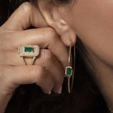 Green Rectangle CZ Hoop Earring Big Round Circle Hoop Women Jewelry