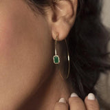 Green Rectangle CZ Hoop Earring Big Round Circle Hoop Women Jewelry
