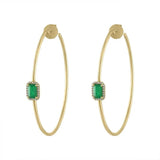 Green Rectangle CZ Hoop Earring Big Round Circle Hoop Women Jewelry