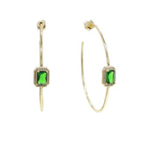 Green Rectangle CZ Hoop Earring Big Round Circle Hoop Women Jewelry