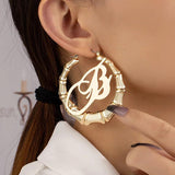 Punk Rock Initial Bamboo Earrings For Women Party Hip-Hop Sexy Jewelry