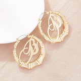 Punk Rock Initial Bamboo Earrings For Women Party Hip-Hop Sexy Jewelry