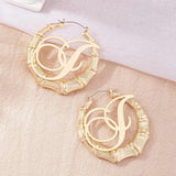 Punk Rock Initial Bamboo Earrings For Women Party Hip-Hop Sexy Jewelry