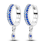 Pave Zircon Eye Silver Hoop Earrings, Female Jewelry