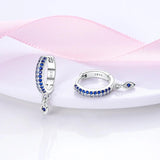 Pave Zircon Eye Silver Hoop Earrings, Female Jewelry