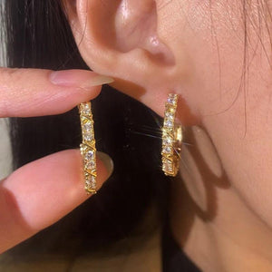 Zircon Cross Hoop Earrings Statement Jewelry Wedding Party Accessories