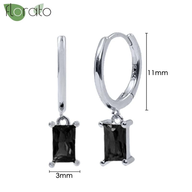 925 Silver Zircon Heart Hoop Earrings for Women