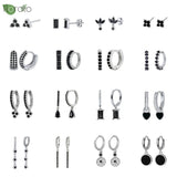 925 Silver Zircon Heart Hoop Earrings for Women