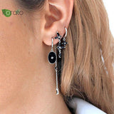 925 Silver Zircon Heart Hoop Earrings for Women