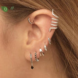 925 Silver Zircon Heart Hoop Earrings for Women