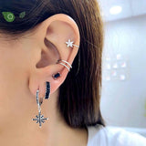 925 Silver Zircon Heart Hoop Earrings for Women