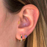 925 Silver Zircon Series Hoop Earring Flower Enamel Smiling Moon Earrings