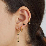 925 Silver Zircon Series Hoop Earring Flower Enamel Smiling Moon Earrings