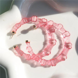Pink Round Hoop Earrings for Women Geometric Party Jewelry
