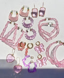 Pink Round Hoop Earrings for Women Geometric Party Jewelry