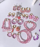 Pink Round Hoop Earrings for Women Geometric Party Jewelry