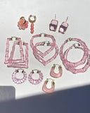 Pink Round Hoop Earrings for Women Geometric Party Jewelry
