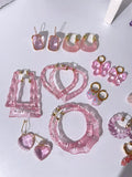 Pink Round Hoop Earrings for Women Geometric Party Jewelry