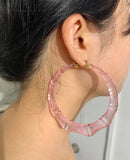 Pink Round Hoop Earrings for Women Geometric Party Jewelry