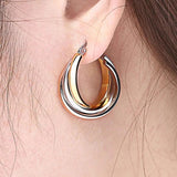 Stainless Steel Multilayered Twist Hoop Earrings 3 Colors