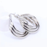 Stainless Steel Multilayered Twist Hoop Earrings 3 Colors
