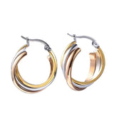 Stainless Steel Multilayered Twist Hoop Earrings 3 Colors
