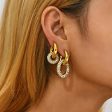 CZ Stainless Steel Hoop Earrings for Women Geometric Jewelry