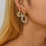 CZ Stainless Steel Hoop Earrings for Women Geometric Jewelry