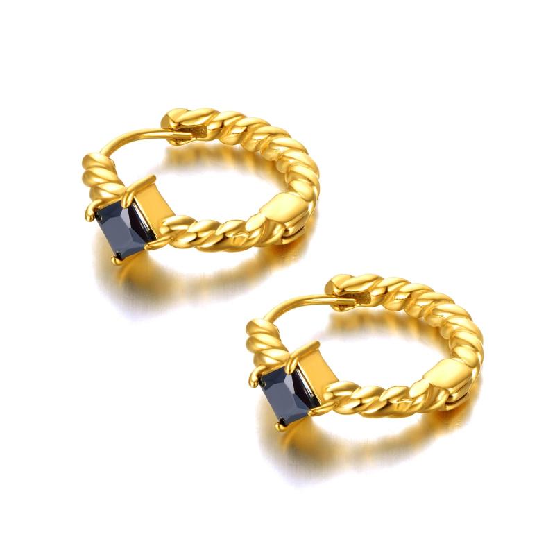 18K Plated Open Hoops Earrings Pink Green CZ Hoops Earrings E22162