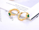 18K Plated Open Hoops Earrings Pink Green CZ Hoops Earrings E22162